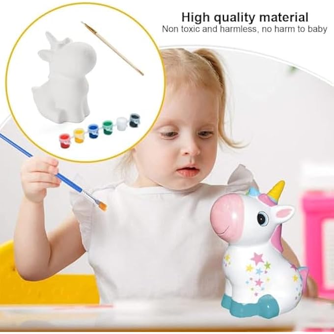 rayihni DIY PIGGY BANK CREATIVE MONEY BANK WITH PAINTS AND BRUSH CUTE COIN BANK FOR KIDS CREATIVE GIFT -FR 09 (H) - Image 5